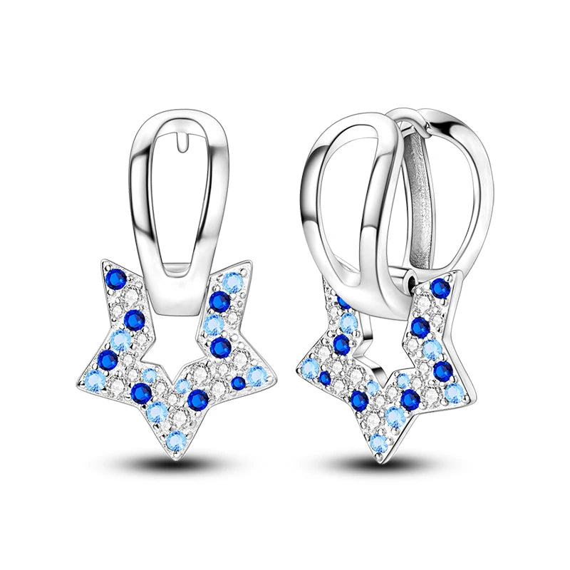 Fashion 925 Silver Earring Blue Zircon Star Moon Butterfly Irregularity Earrings For Woman Fine Engagement Birthday Jewelry Gift