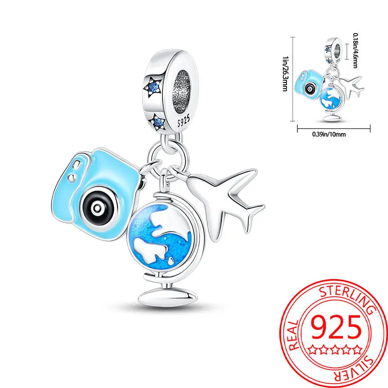 925 Sterling Silver Paris Tower Aircraft Travel Charm Pendant Beads Fit Charm Original Bracelet for Women Jewelry Making