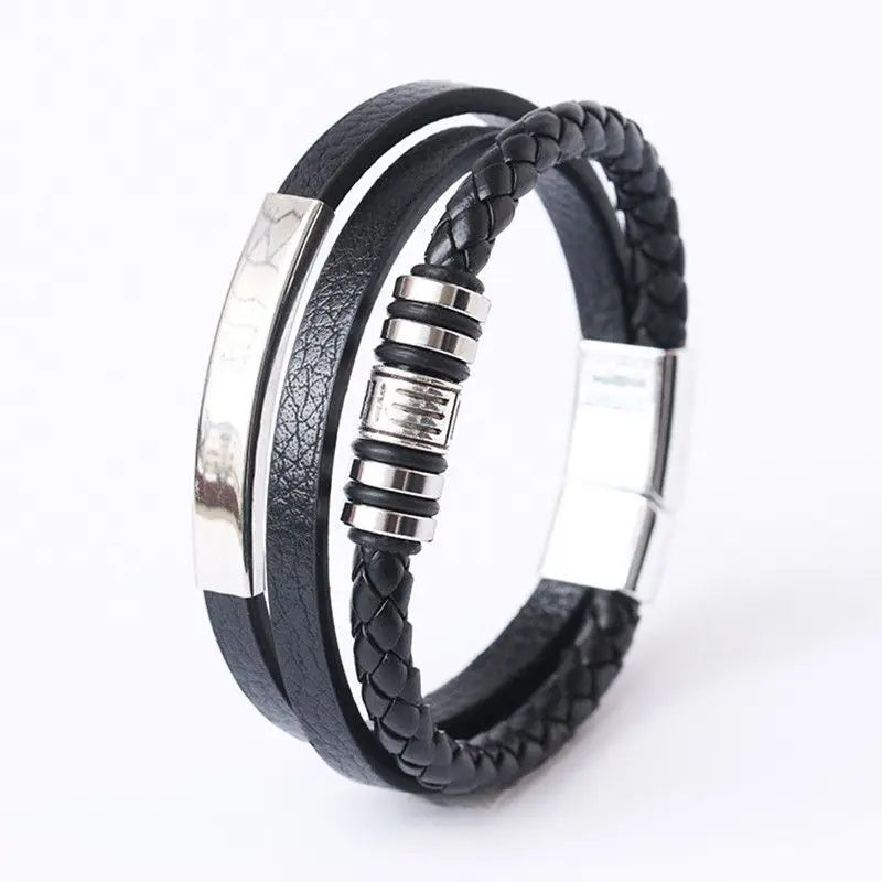 Trendy Leather Bracelets For Men Bracelet 21CM Multilayer Braided Rope Bracelets for Male Jewelry Gifts - Madeinsea©