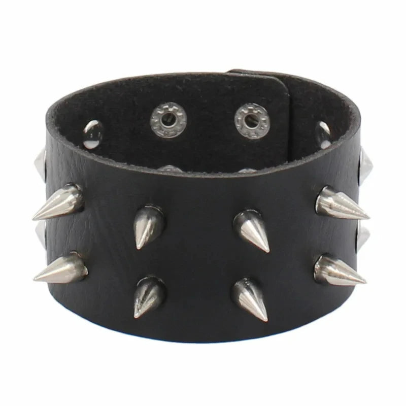 Vintage Leather Bracelets Punk Row Cuspidal Spikes Rivet Stud Wide Cuff PU Leather Punk Gothic Rock Unisex goth accessories
