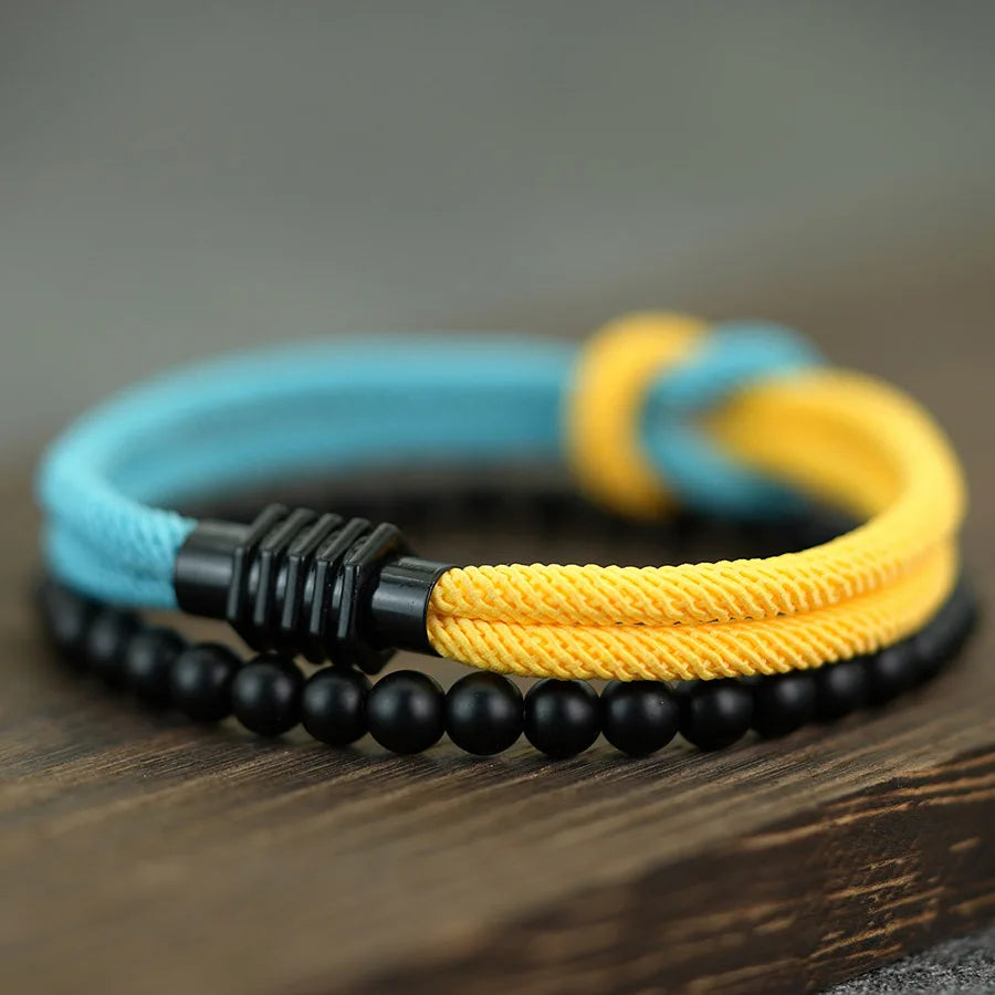 Classic Contrasting Design Bracelet Set For Men 2Pcs/Pair Grade A 4mm Lucky Red Thread Chinese Knot Braslet Meditation Braclet