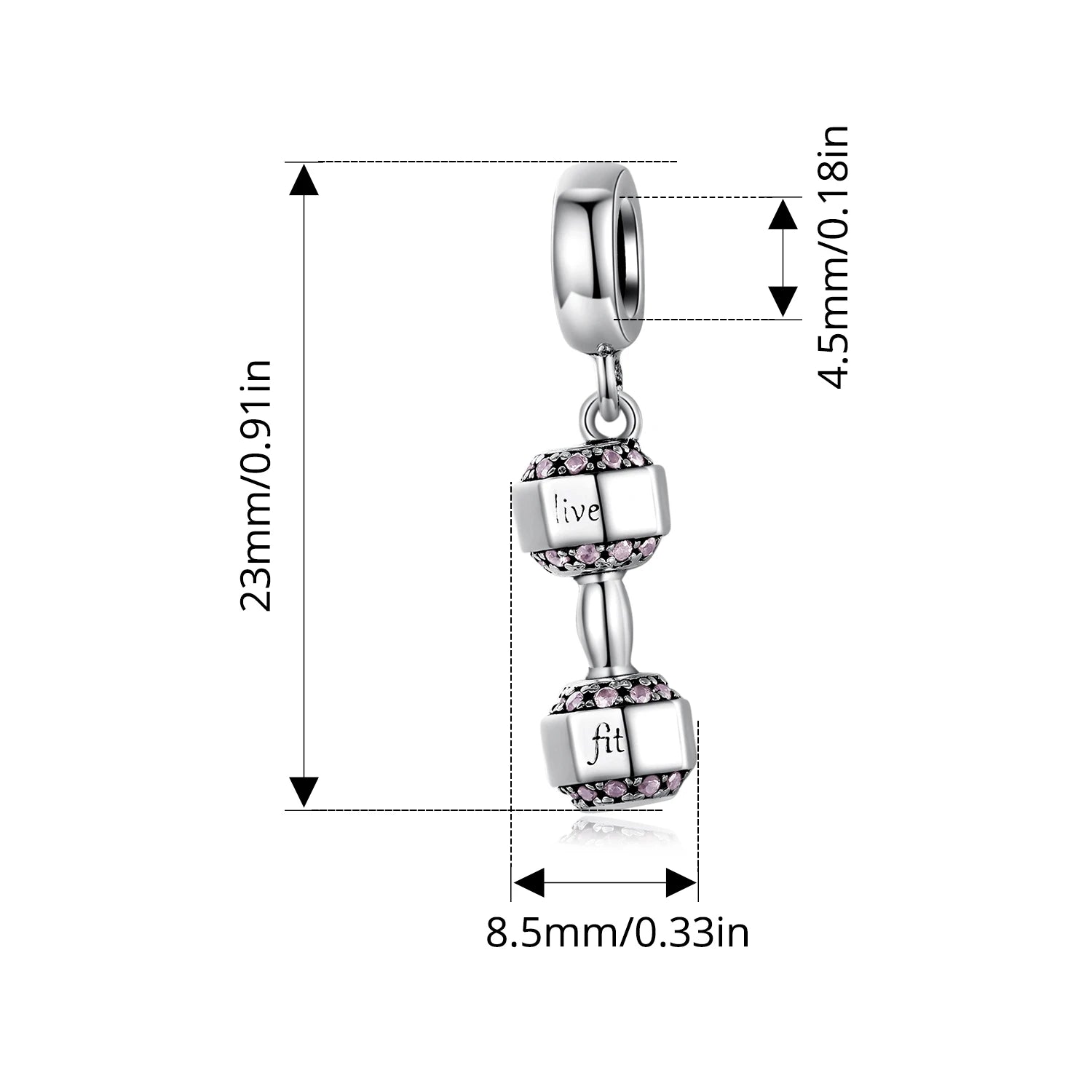 BISAER 925 Sterling Silver Kettlebell Volleyball Dumbbell Pendant Basketball Charm Bead For Women DIY Bracelet Fine Jewelry Gift