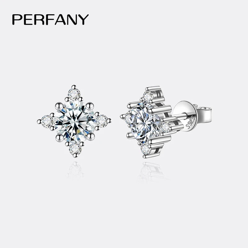 PERFANY 0.5/1CT Moissanite Earrings for Women S925 Pure Silver Four Claw Star GRA Certified Diamond Earrings Party Jewelry - Madeinsea©