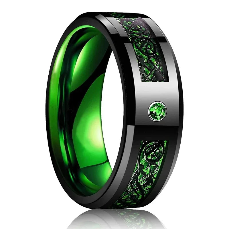 Trendy 8mm Men Frosted Stainless Steel Rings Silver Color Brushed Groove Beveled Edge Engagement Rings For Men Wedding Jewelry