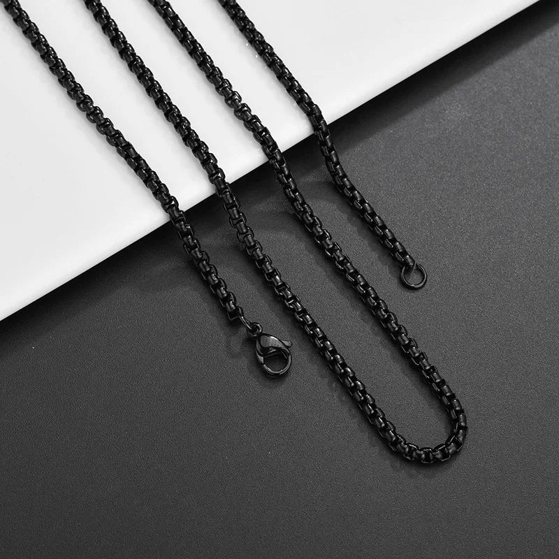 MKENDN Schwarze Edelstahl-Halskette für Damen und Herren, schlichte runde Boxkette, Punk-Hip-Hop-Schmuck, Choker-Halskette, DIY-Accessoire