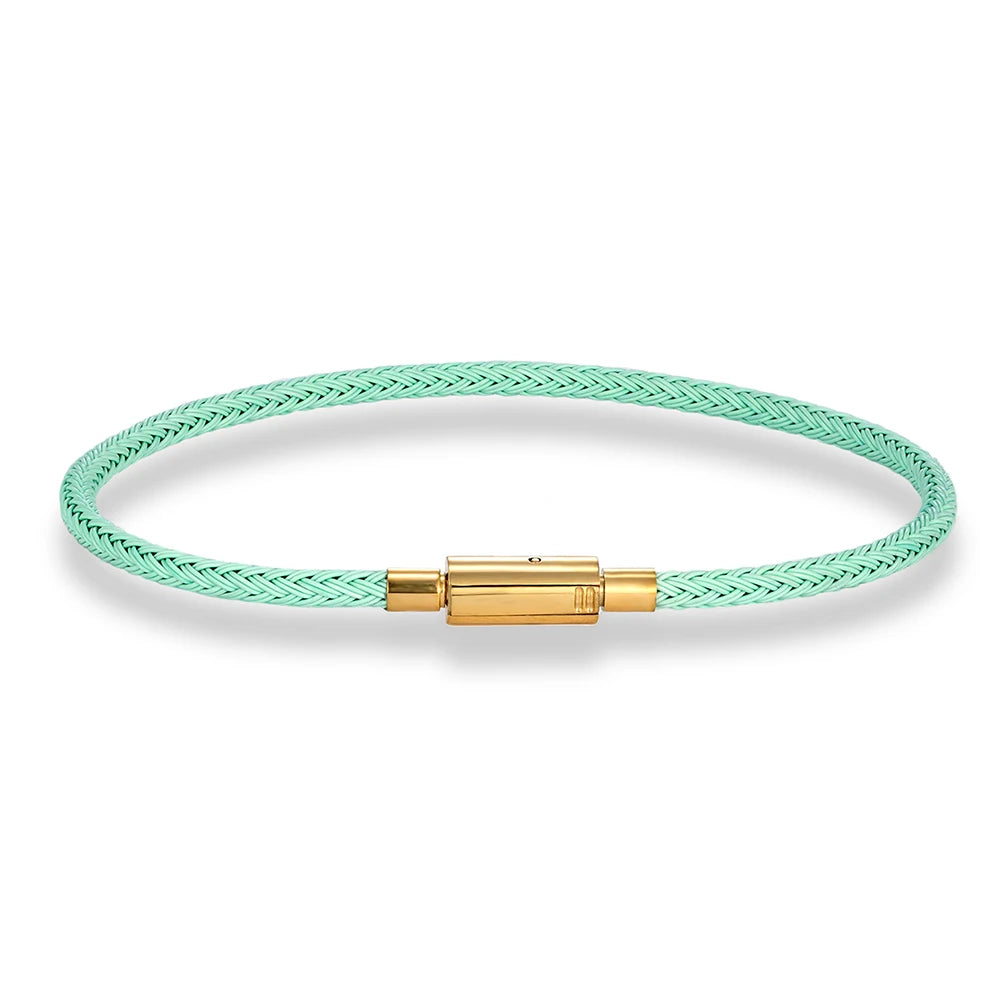 MKENDN Classic Men Women Jewelry 2-3mm Non-fading Steel Wire Thin Rope Bracelet Button Clasp Classic Cuff DIY Charm Bracelet