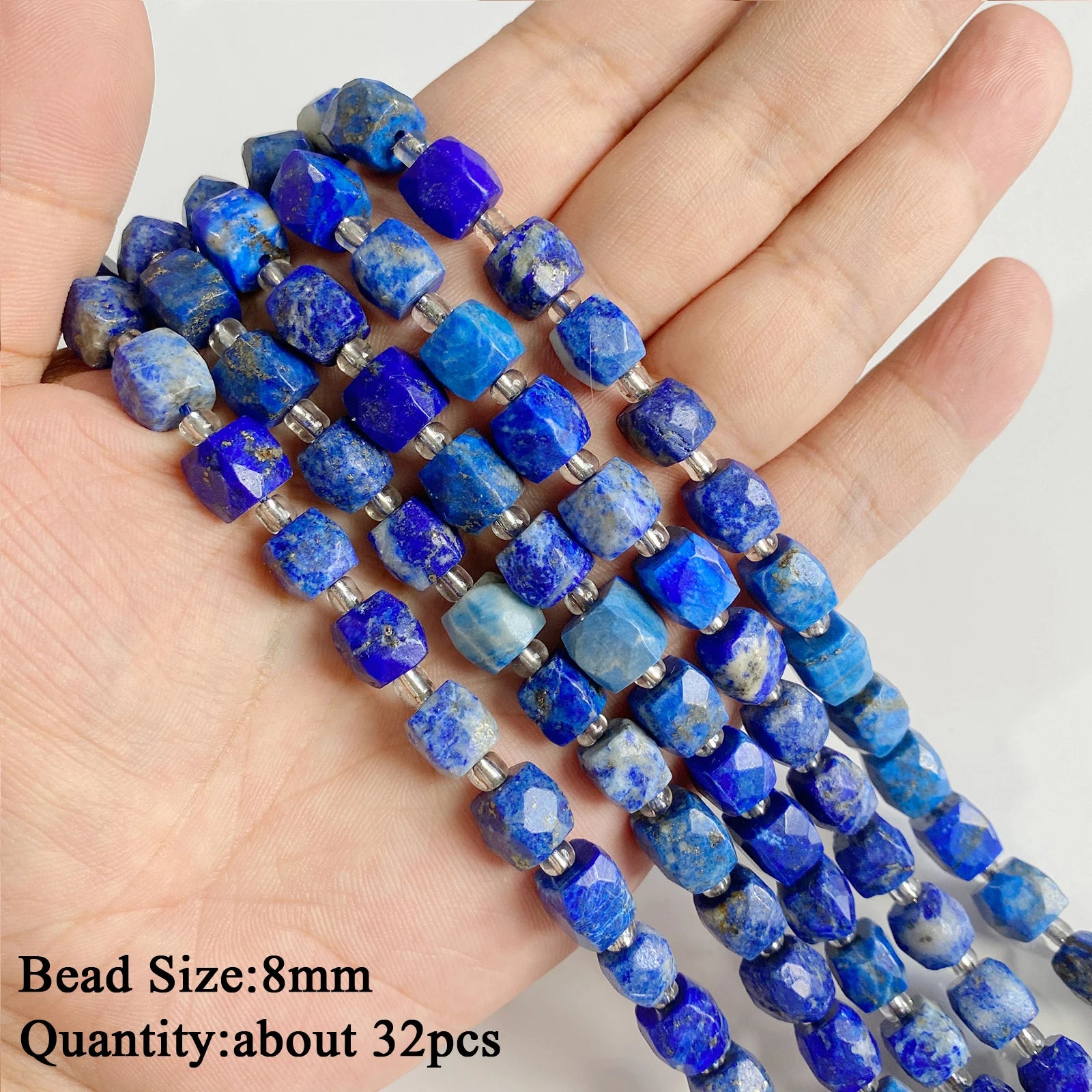 Natural Lapis Lazuli Healing Stone Bead Handmade Necklace Bracelet Bead Accessories For DIY Wisdom,Confidence,Prosperity Jewelry