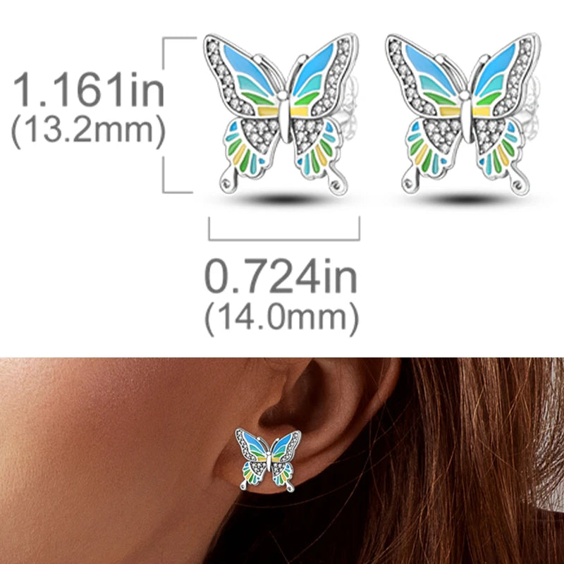 Earrings 925 Sterling Silver Stud Earrings Unicorn Star Zircon Stud Hoop Earrings For Women Girls Lovely Fashion Jewelry Gift