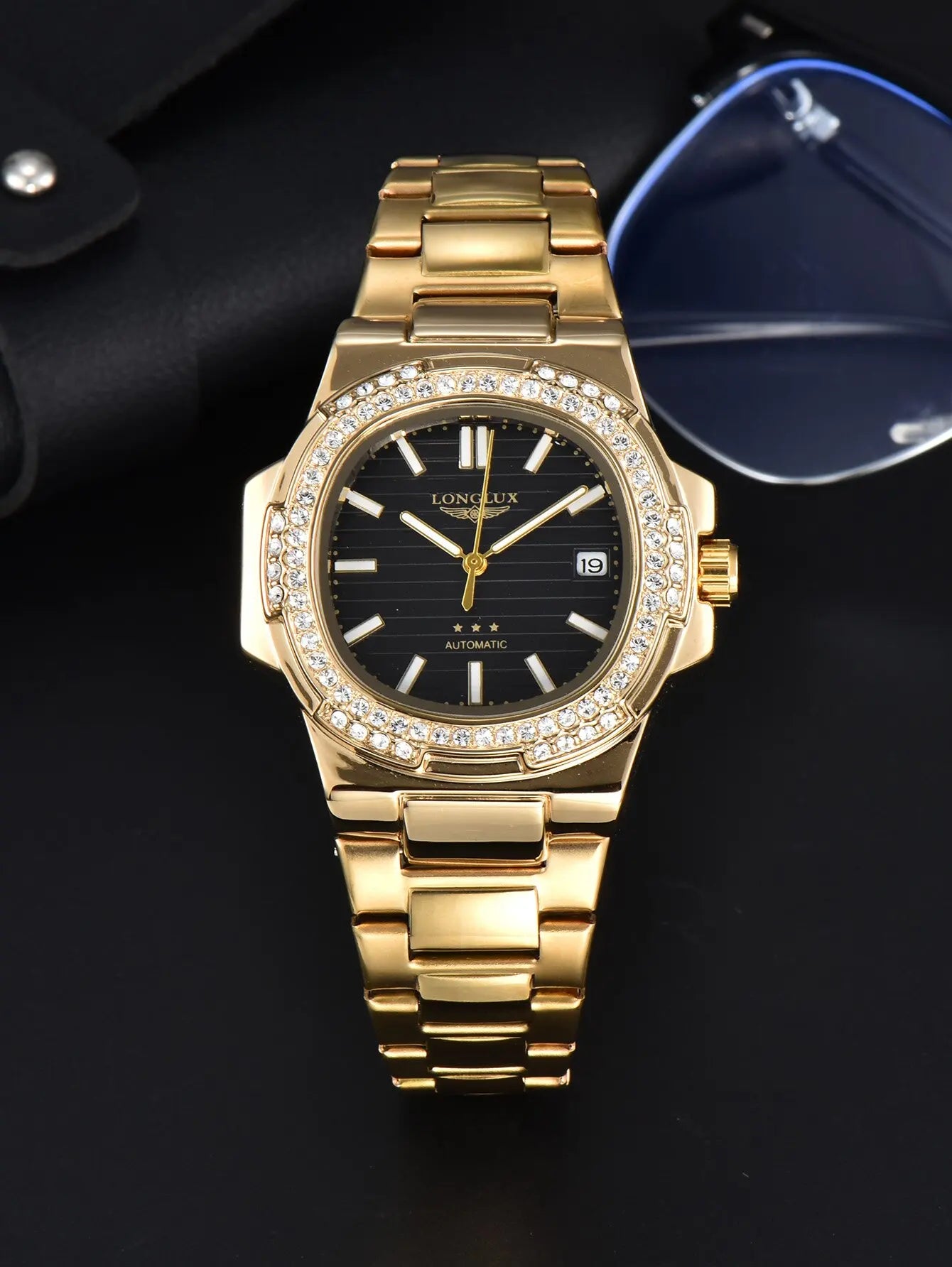 LONGLUX automatic man watch diamond watch luxury stainless steel wholesale mechanical watches day date waterproof man watch