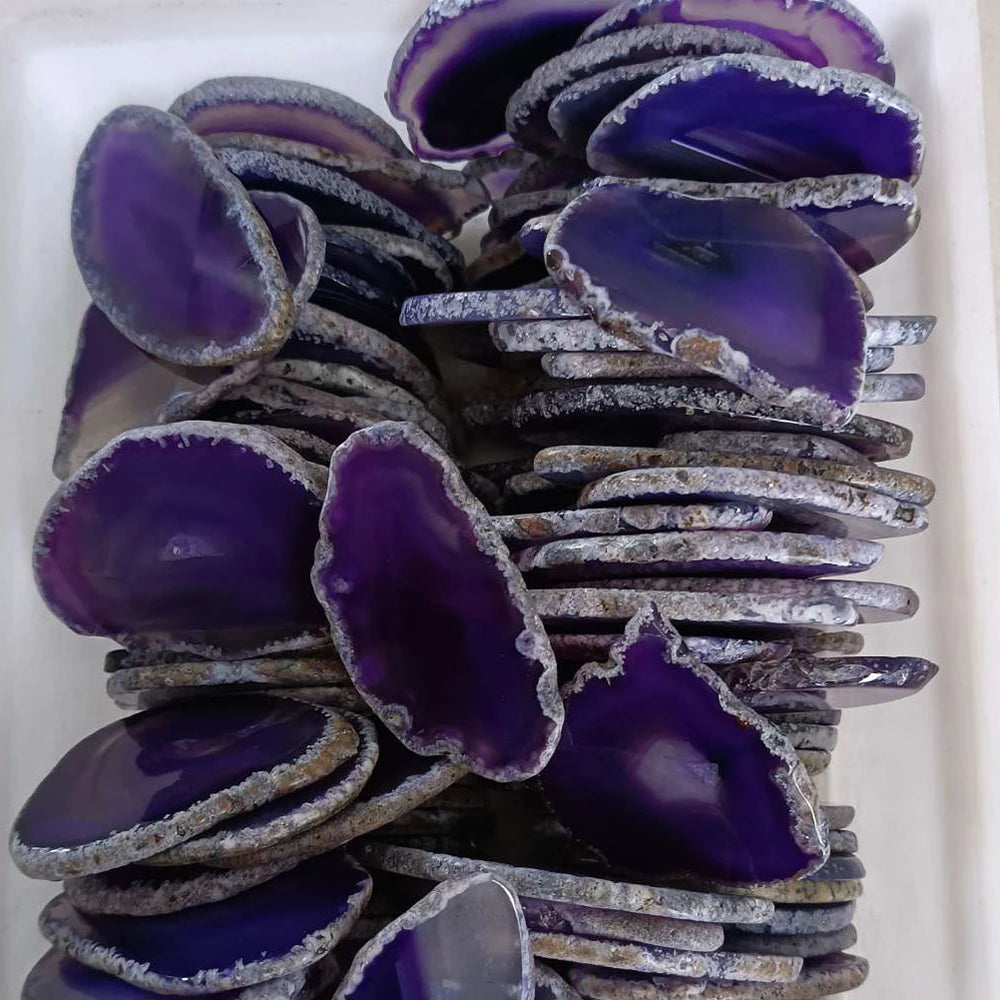 1PC Natural Agates Geode Slice NO Hole Onyx Reiki Healing Quartz Stone For Home Decoration Wedding Name Cards DIY Gifts 50-80mm