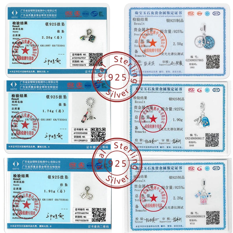 Original Charms Pendant Real S925 Sterling Silver Travel Luggage Airplane Charms Beads for Women Fine Jewelry Gift Making
