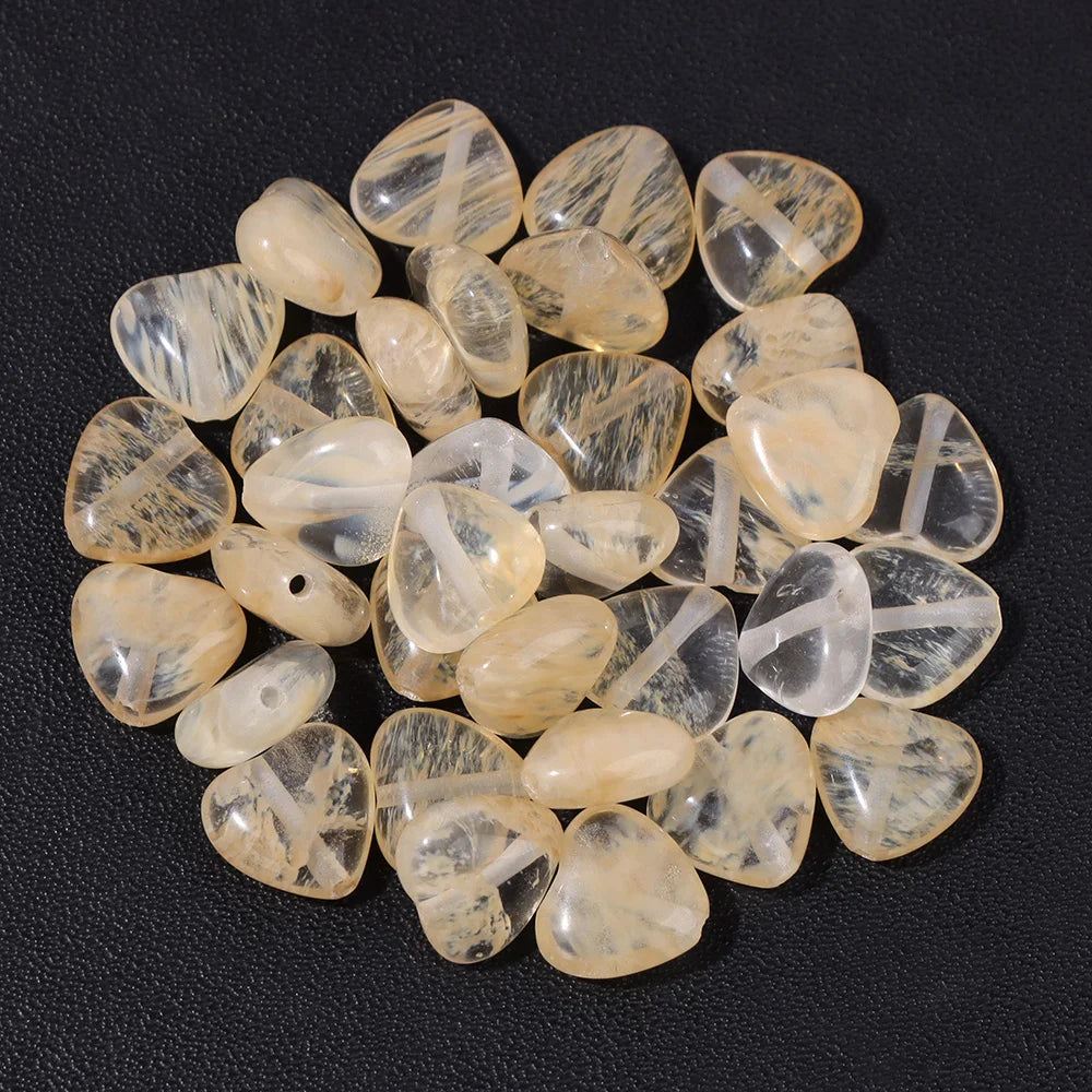 Natural Gems Heart Shape Stone Bead Central Drilled Fluorite Quartzs Loose Spacer Beads For Jewelry Making DIY Bracelet Earrings