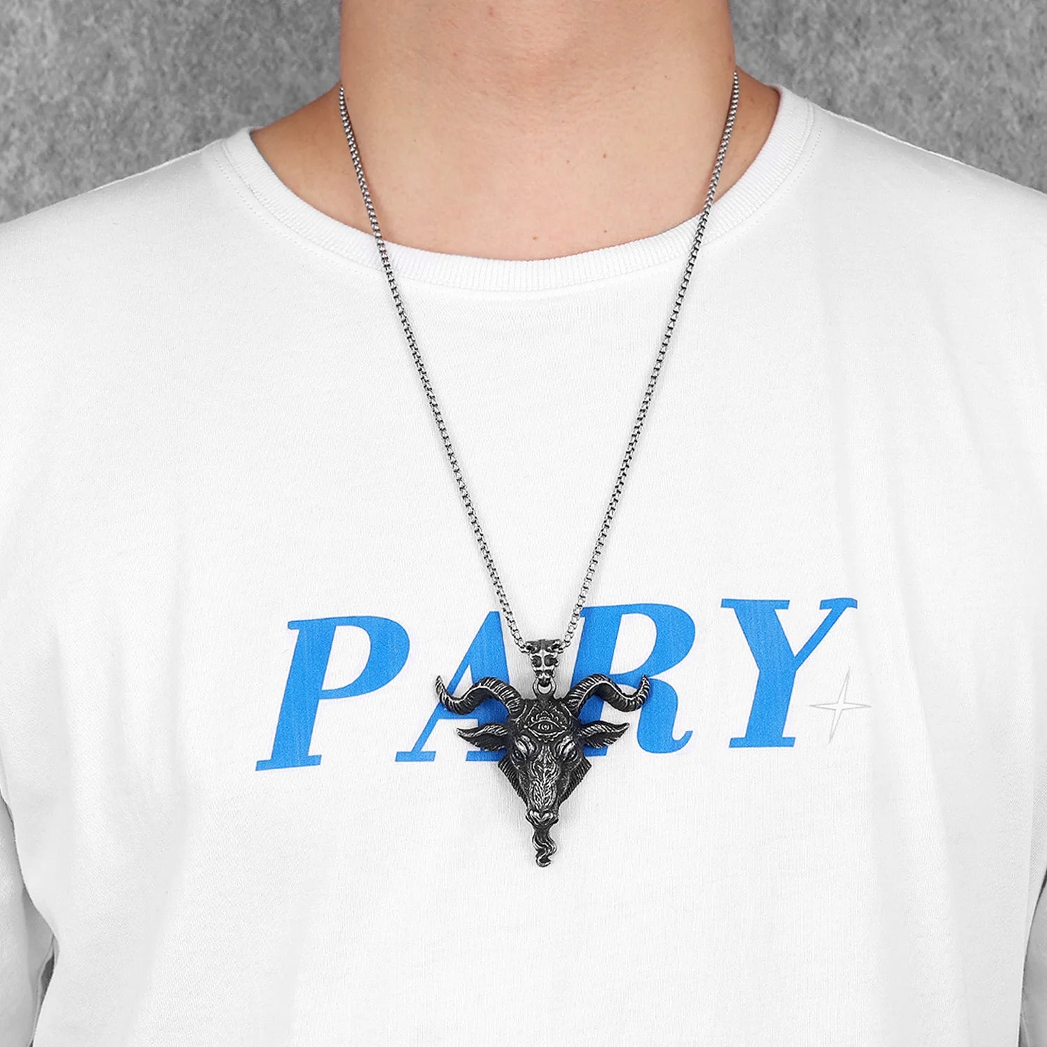 Ram Goat Necklaces 316L Stainless Steel Eye of Truth Men Pendants Stout Horn Chains Rock Punk for Friend Male Jewelry Best Gift