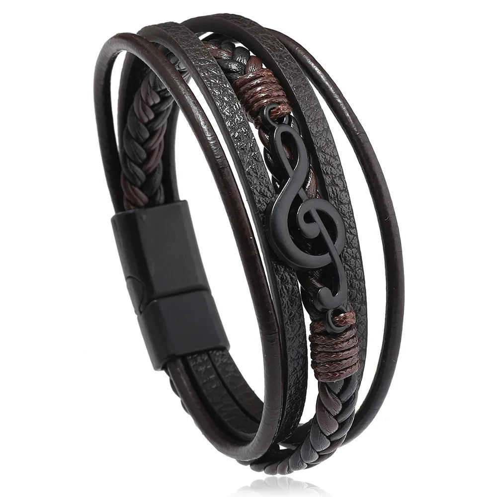 Trendy Leather Bracelets Men Stainless Steel Multilayer Braided Rope Bracelets For Male Bracelets Jewelry Pulsera Hombre - Madeinsea©