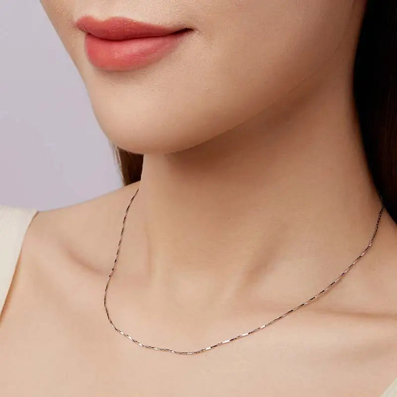 WOSTU  925 Sterling Silver Bling Bling Chain Necklace for Women Girls, Strong Basic Multi-faceted Sparkling Chain Link Xmas Gift