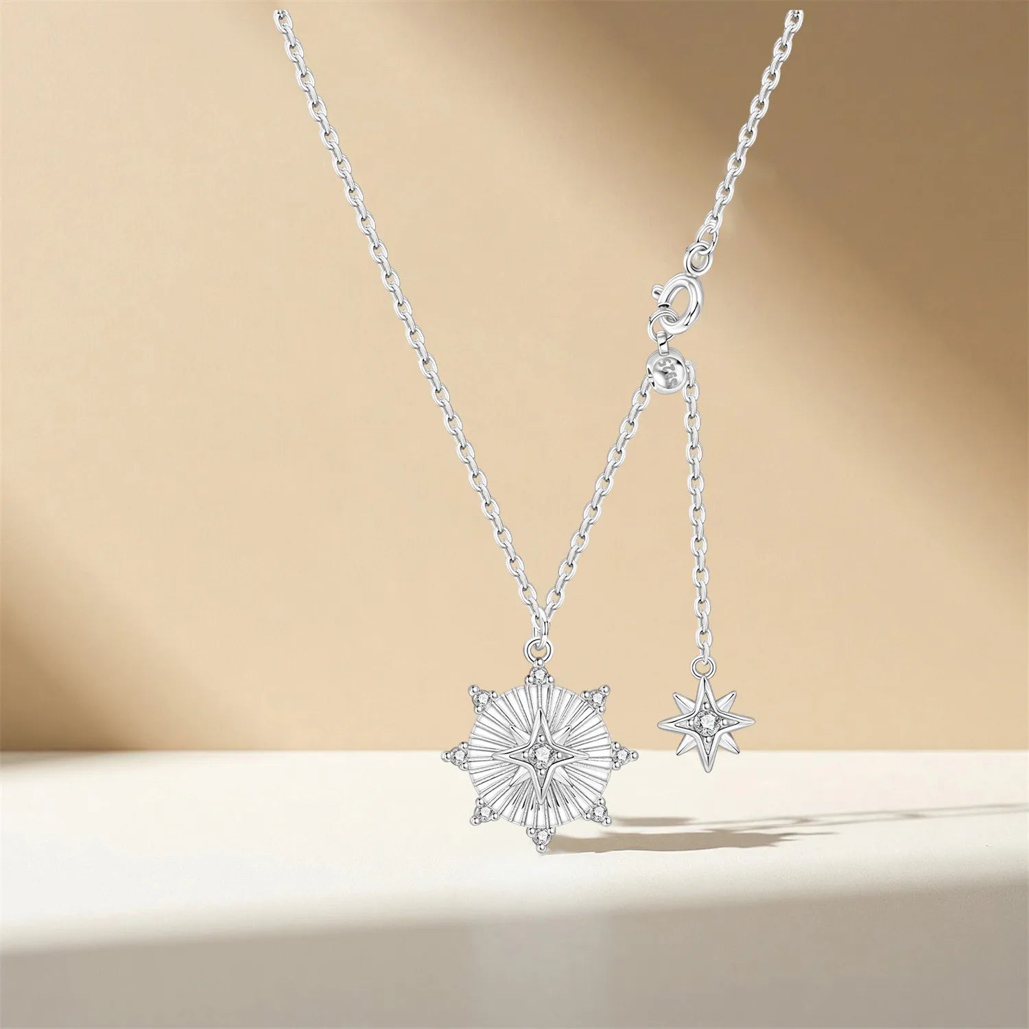 PANPOKI 925 Sterling Silver Personalized Design Star Necklace Pendant Necklace for Women Birthday Gifts Fashion Fine Jewelry