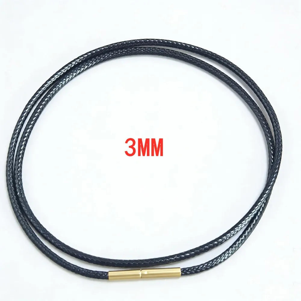 MKENDN Black Leather Chain Necklace for Diy Women Men Handmade Braid Rope Long Necklace 40/50/60/70CM Neck Pendant Chain Jewelry