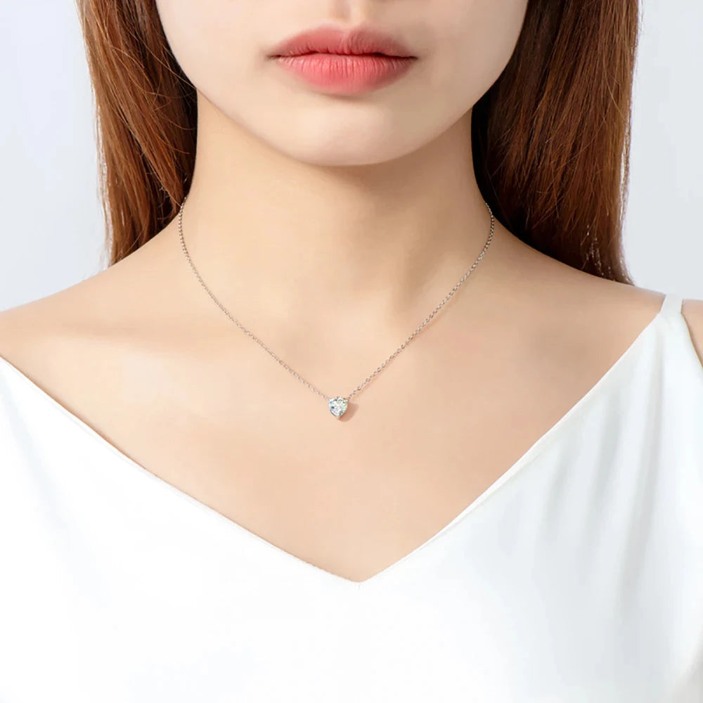 Serenity 2ct 4ct Heart Cut D Color Moissanite Necklace For Women Wedding Bridal S925 Sterling Silver Pendant Necklace Plated 18K