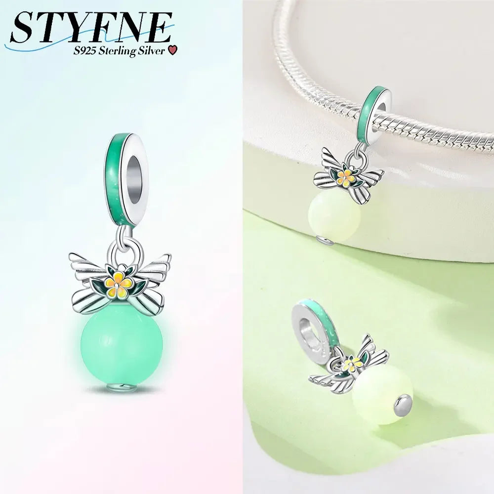 925 Sterling Silver Chameleon Luminous Firefly Butterfly Charms Beads Fit 925 Original Bracelets Fine DIY Jewelry Making
