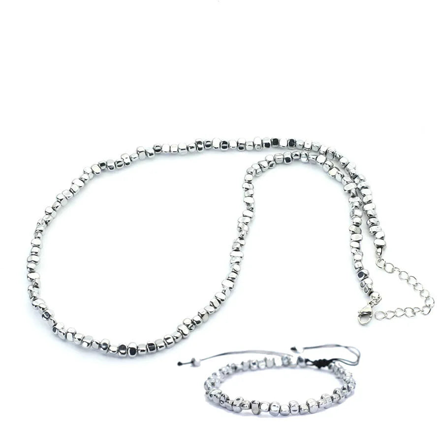 Economical Man Jewelry Set Energy Stone Necklace Homme Grade A Irregular Hematite Beads Collar Neck Accessories Healing Braslet