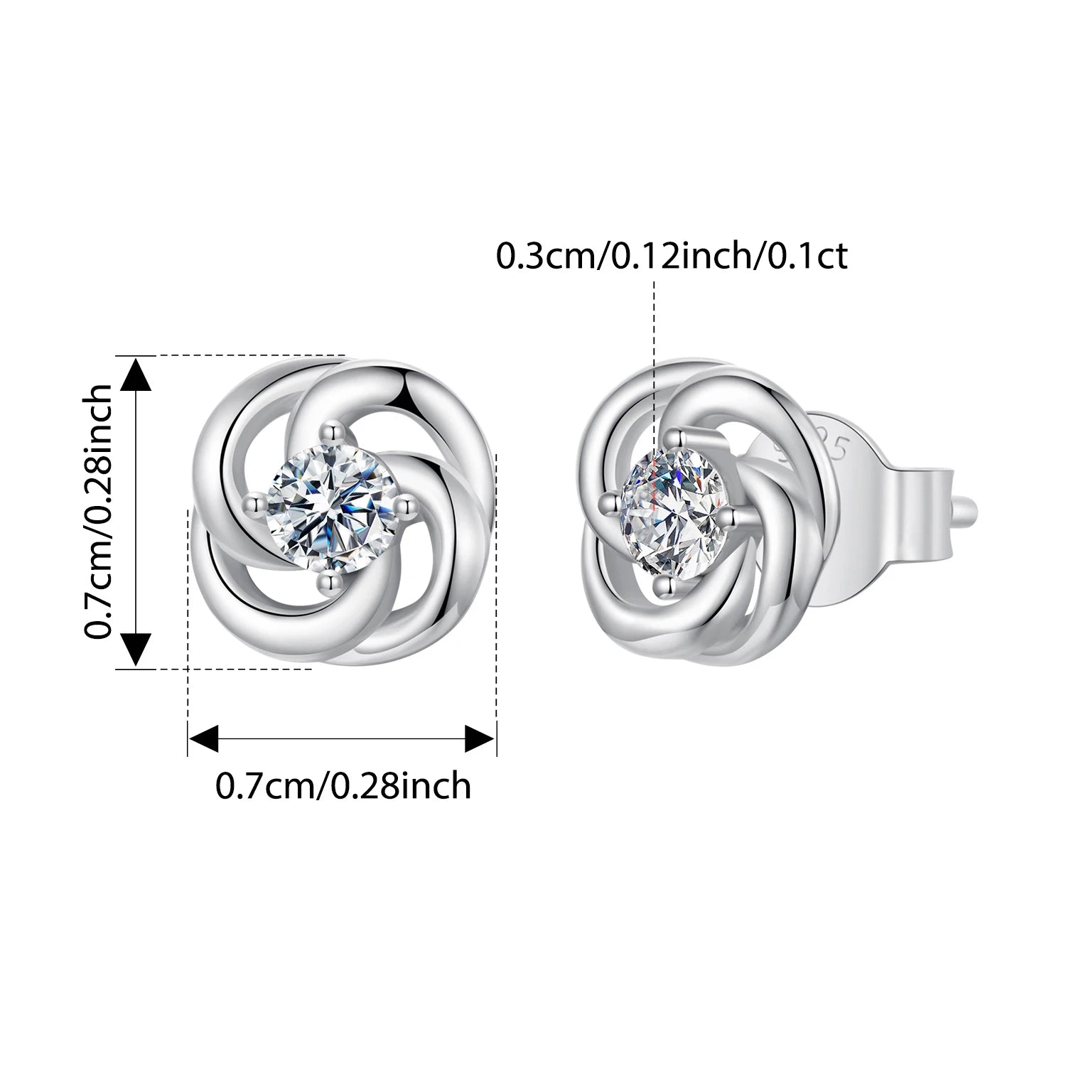 WOSTU Moissanite 4 leaf Clover Stud Earrings Lab Diamond 925 Sterling Silver Lucky Pendant Lady Wedding Set Valentine's Day Gift