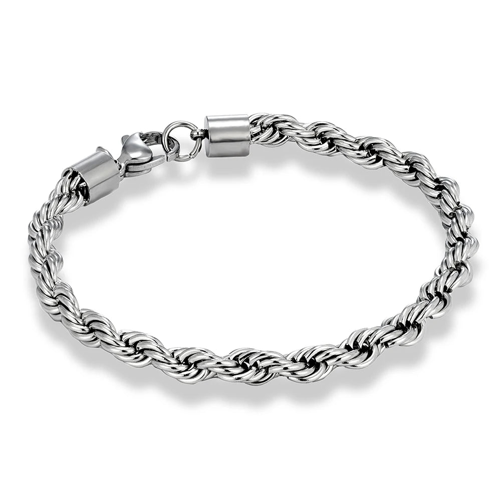 MKENDN 2/3/4/5MM Delicate Twisted Chian Bracelet for Women Men Minimalist Punk Silver Gold Color Stainless Steel Fashion Jewelry