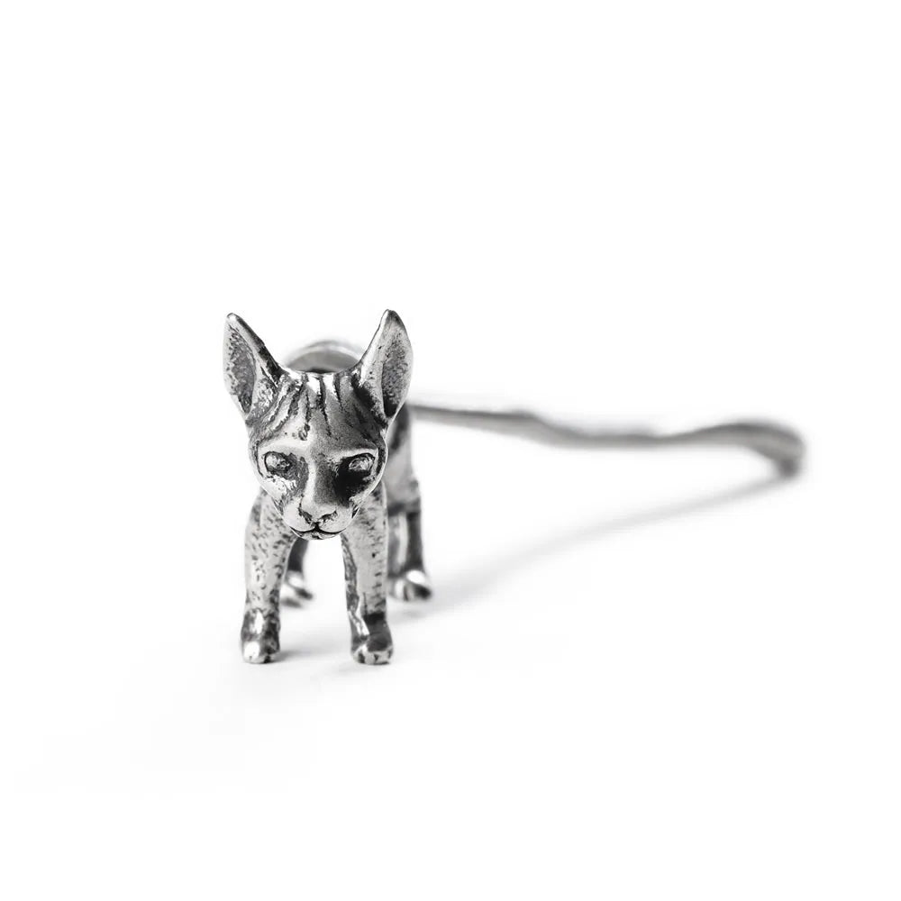 MKENDN 3D Sphynx Hairless Cat Stud Earrings for Men Women Sterling Silver 925 Ear Studs Bijoux Anti-allergy Jewelry