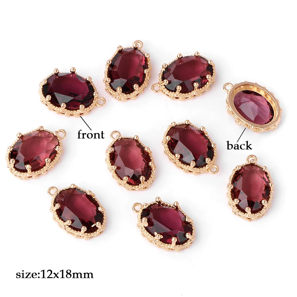 Fashoin Crystal Glass Pendant Oval Shape Rhinestone Charms For Vintage Women's Earrings Earrings Bracelet DIY Crafts Supply 5pcs