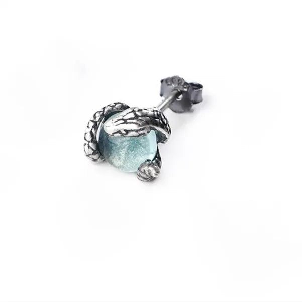 MKENDN 925 Sterling Silber Kristall Magnetische Ohrstecker für Herren Punk Blauer Topas Magnet Ohrringe Schmuck ohne Piercing