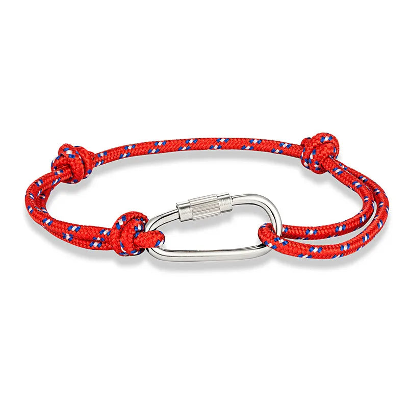 MKENDN High Quality Men Paracord Rope Survival Bracelet Women Adjustable Waterproof Surfer Rope Carabiner Shackle Jewelry