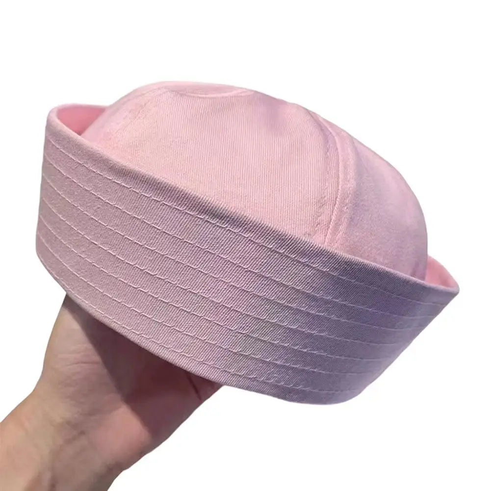 Casual Stripe Cosplay Sailor Hat UV Protection Breathable Comfortable Cosplay Sailor Hat for Men Women Reversible Flat Top Cap