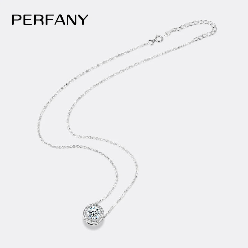 PERFANY 0.5/1/2CT Moissanite Necklace for Women S925 Pure Silver Round Laboratory Diamond Pendant Fashionable Wedding Jewelry - Madeinsea©