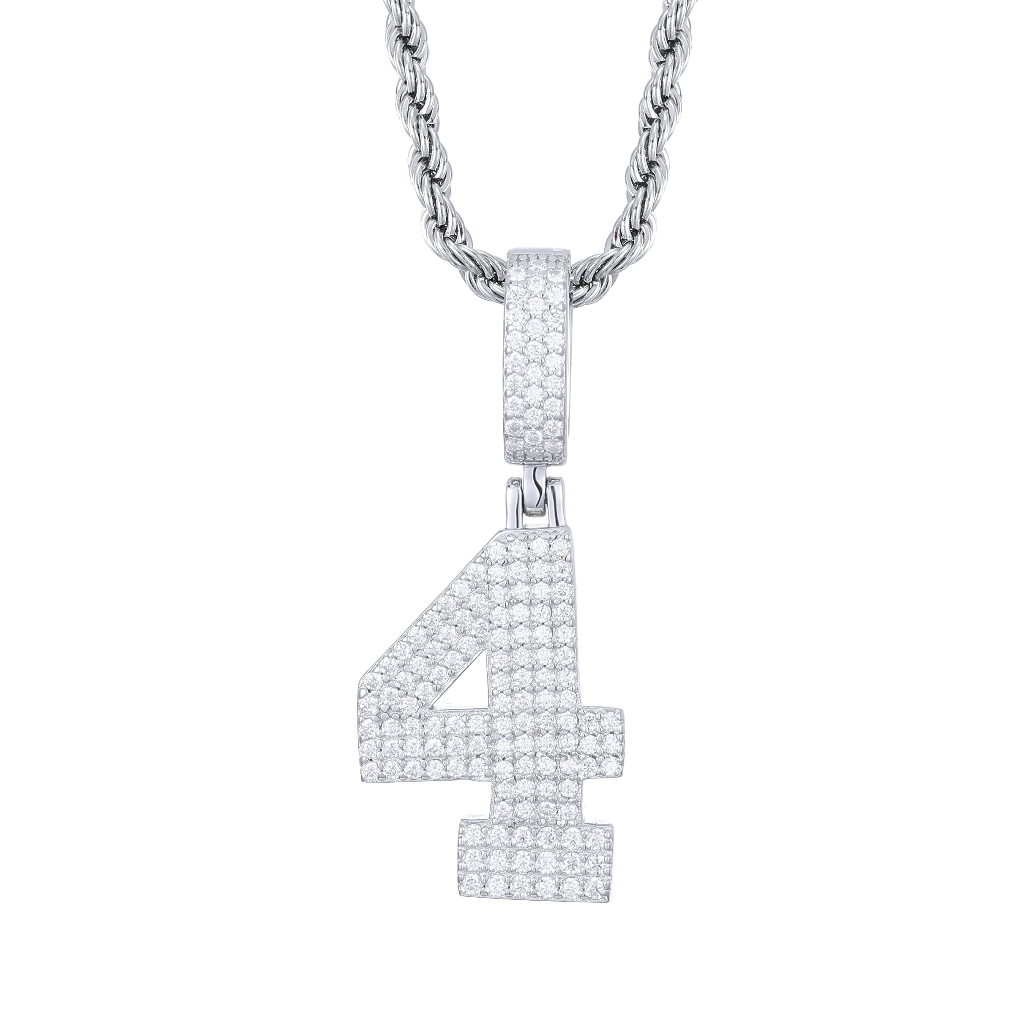 0-9 Lucky Numbers Moissanite Pendants Necklaces For Women 925 Silver Pendants Men Hip Hop Jewelry Fashion Birthday Gifts