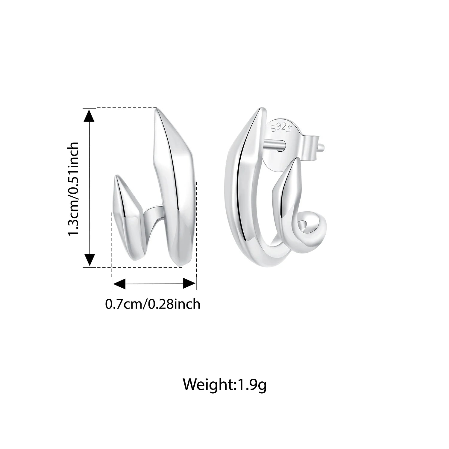 BAMOER 925 Sterling Silver Geometric Double-Layer Stud Earrings CZ Teardrop Earrings Hypoallergenic for Women Simple Xmas Gift