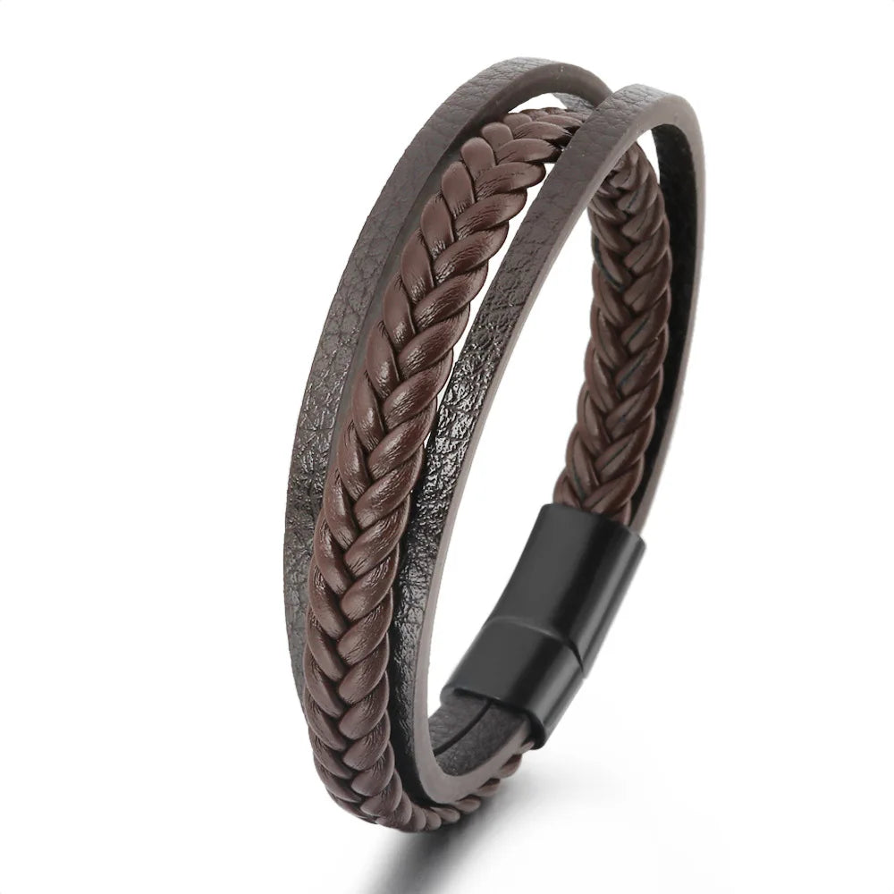 Trendy  Leather Bracelets For Men Multilayer Braided Rope Bracelets For Male Bracelets Jewelry Pulsera Hombre - Madeinsea©