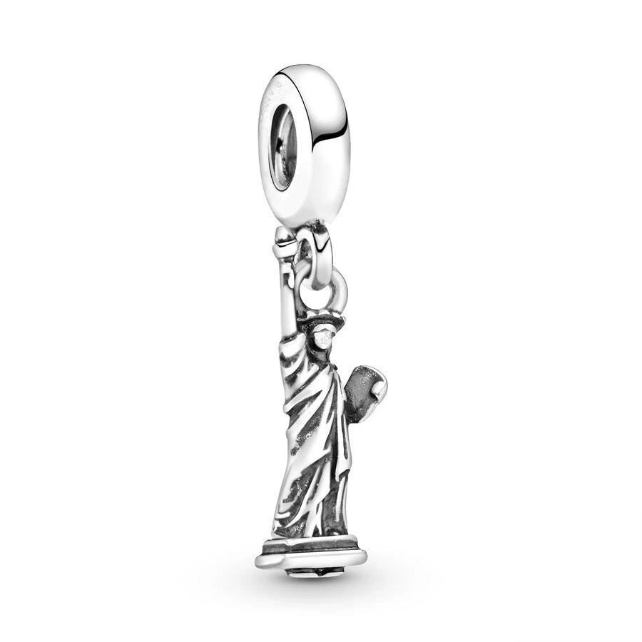 Fine Paris Eiffel Tower Statue of Liberty Dangle Charms Beads Fit Original 925 Sterling Silver Bracelet DIY Fashion Jewelry Gift