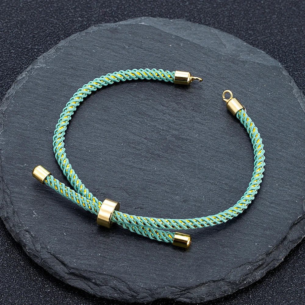 MKENDN Adjustable Rope Cord Sliding Bracelet with Slider Silk Cord Bracelet  Braided Rope Bracelet 3mm String Bracelet for Bead