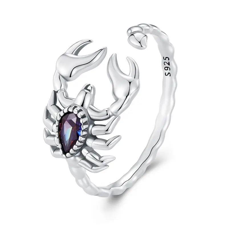 BAMOER 925 Sterling Silver Zodiac Sign Open Ring, Rainbow Oval Zircon 12 Constellation Ring for Women Girls Astrology Birthday