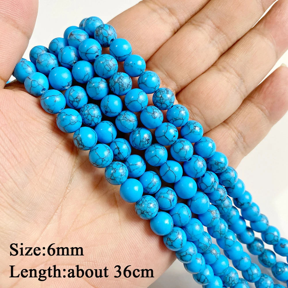 Wholesale Blue Turquoise Stone Beads Round Square Rondelle Irregular Loose Spacer Bead For Jewelry Making DIY Bracelet Necklace