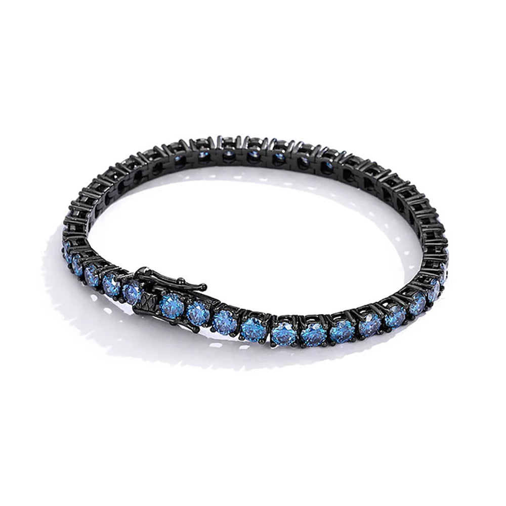 Serenity 3mm 5mm Royal Blue Moissanite Tennis Bracelet Women Man S925 Sterling Silver Bracelet Plated 18K Hand Chain Anniversary - Madeinsea©