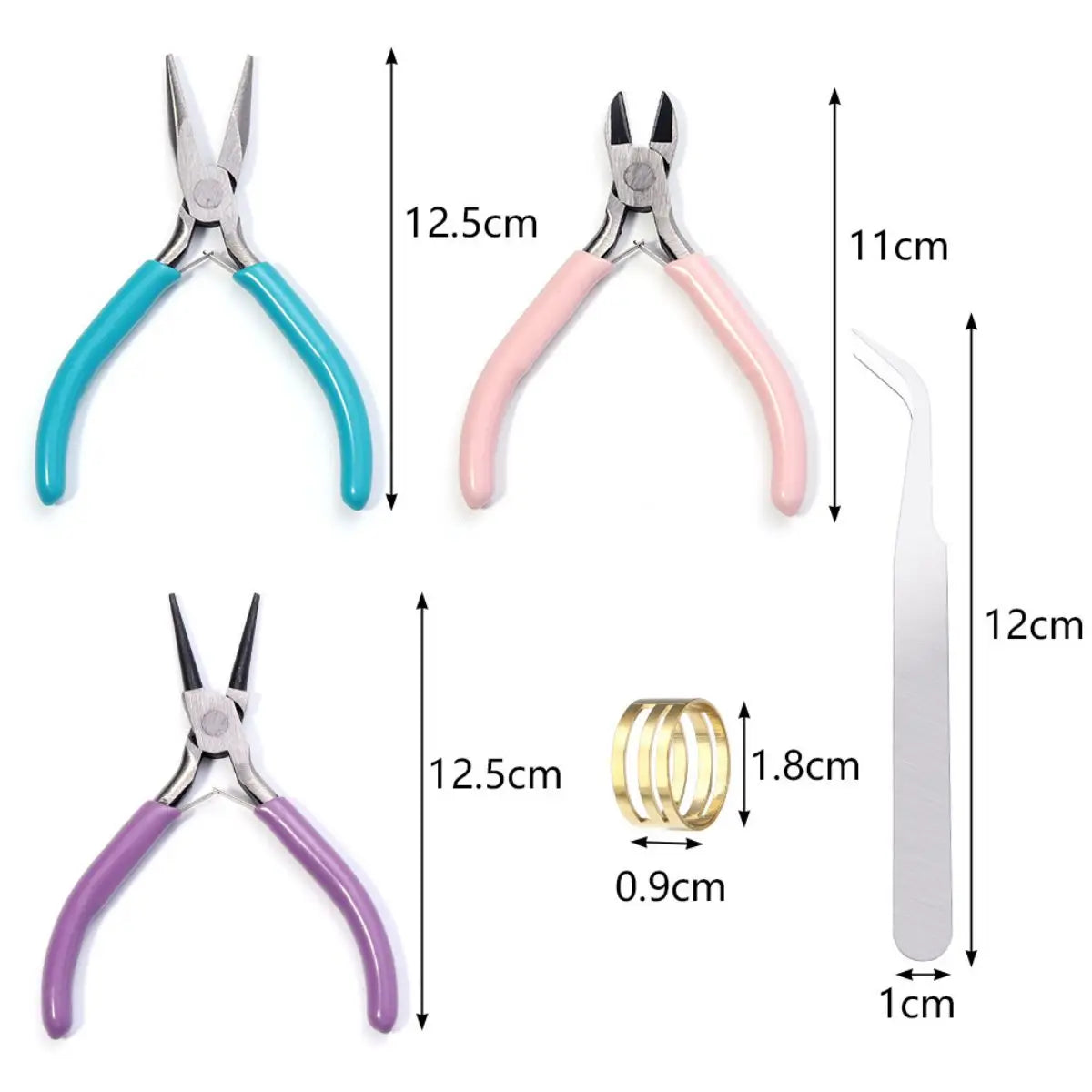 Portable 3 Color Metal Pliers Tool Set Jewelry Making Round Nose Plier Tweezers Kit for Handcrafts Beading Sewing DIY Supplies