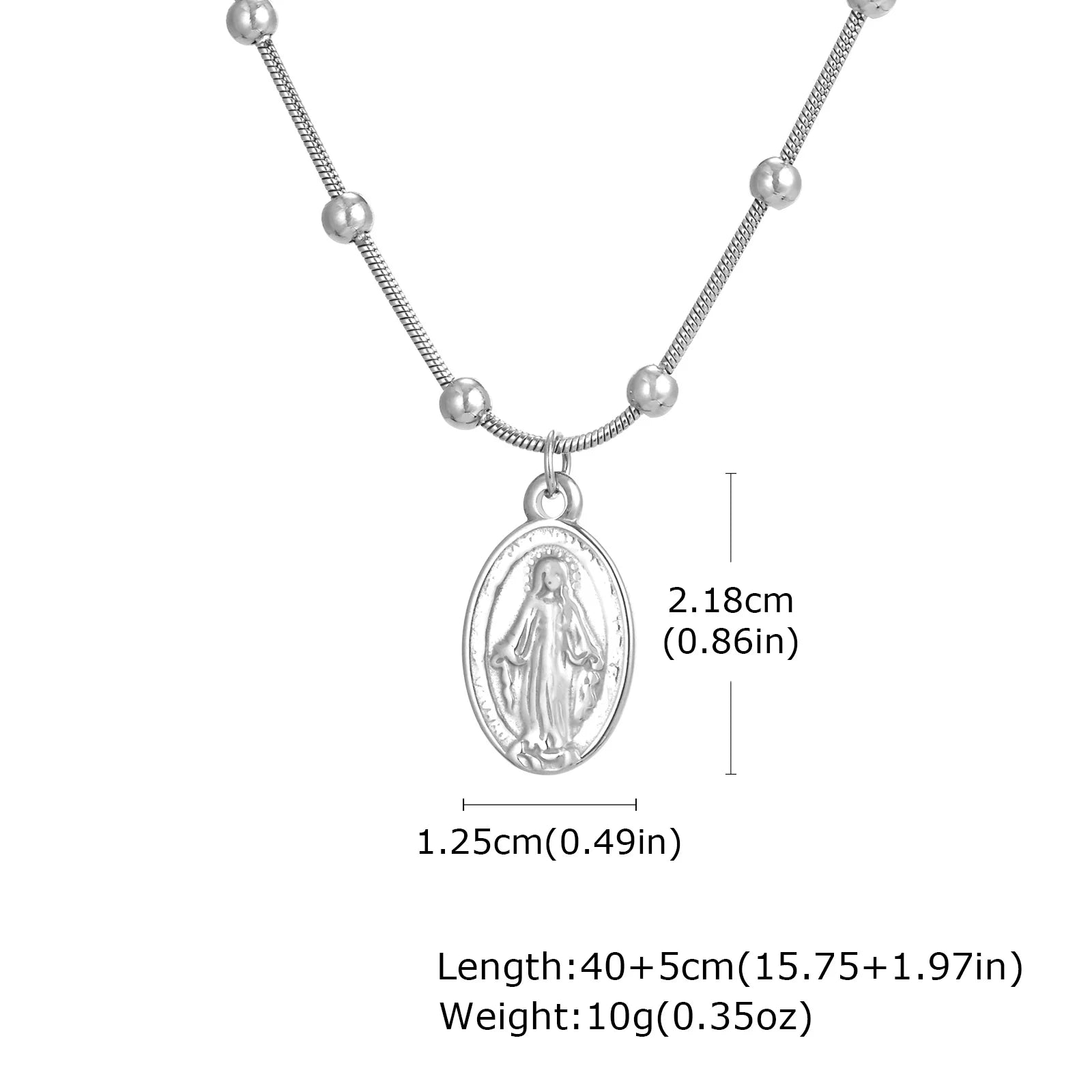 Vnox Light Luxury Rosary Necklaces For Women,Stainless Steel Beads Chain Virgin Mary Pendent,Cross Tail Religion Jewelry Gift