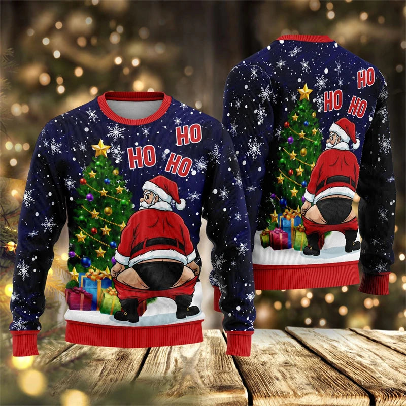 2026 New Santa Claus Graphic Ugly Christmas Sweater Fashion Autumn Streetwear 3D Printed Sweatshirts Loose Breathable Pullovers