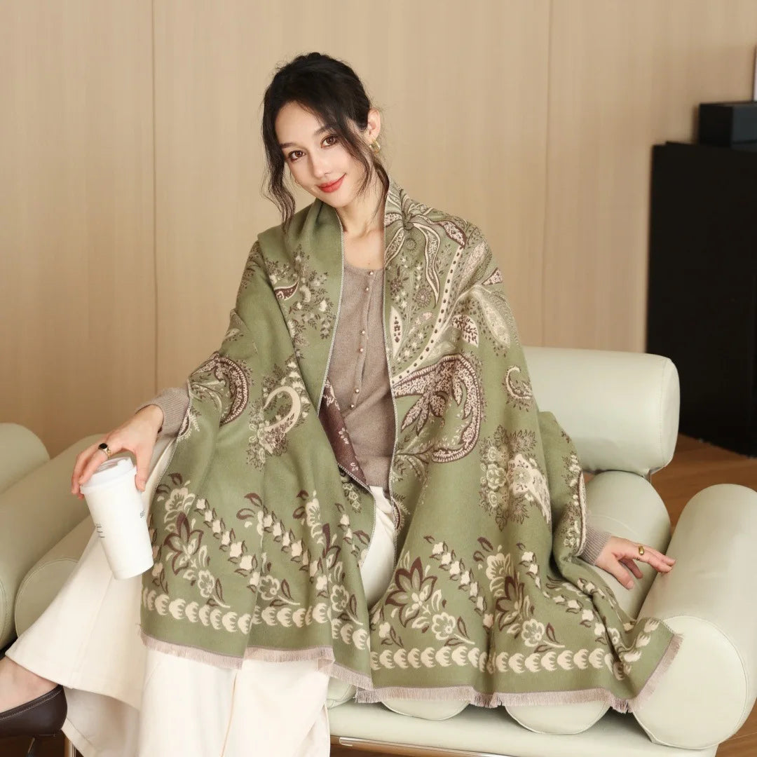 Print Cashmere Scarf Women Thick Warm Winter Blanket Brand Female Luxury Quality Shawl Wrap Bufanda 2025 Poncho Echarpe Pashmina
