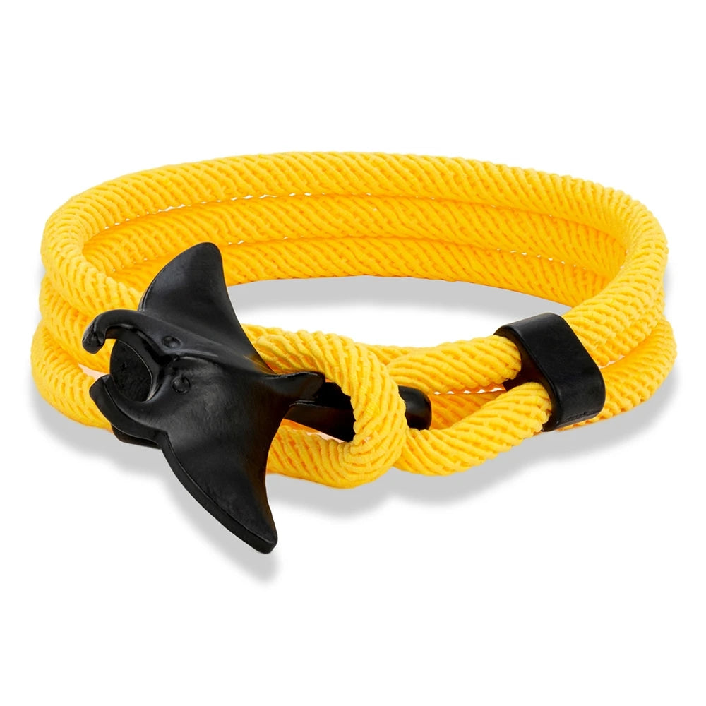 MKENDN Ocean Style Manta Ray Multilayer Rope Bracelet Charms Men Women Beach Wristband Adjustable Jewelry Homme