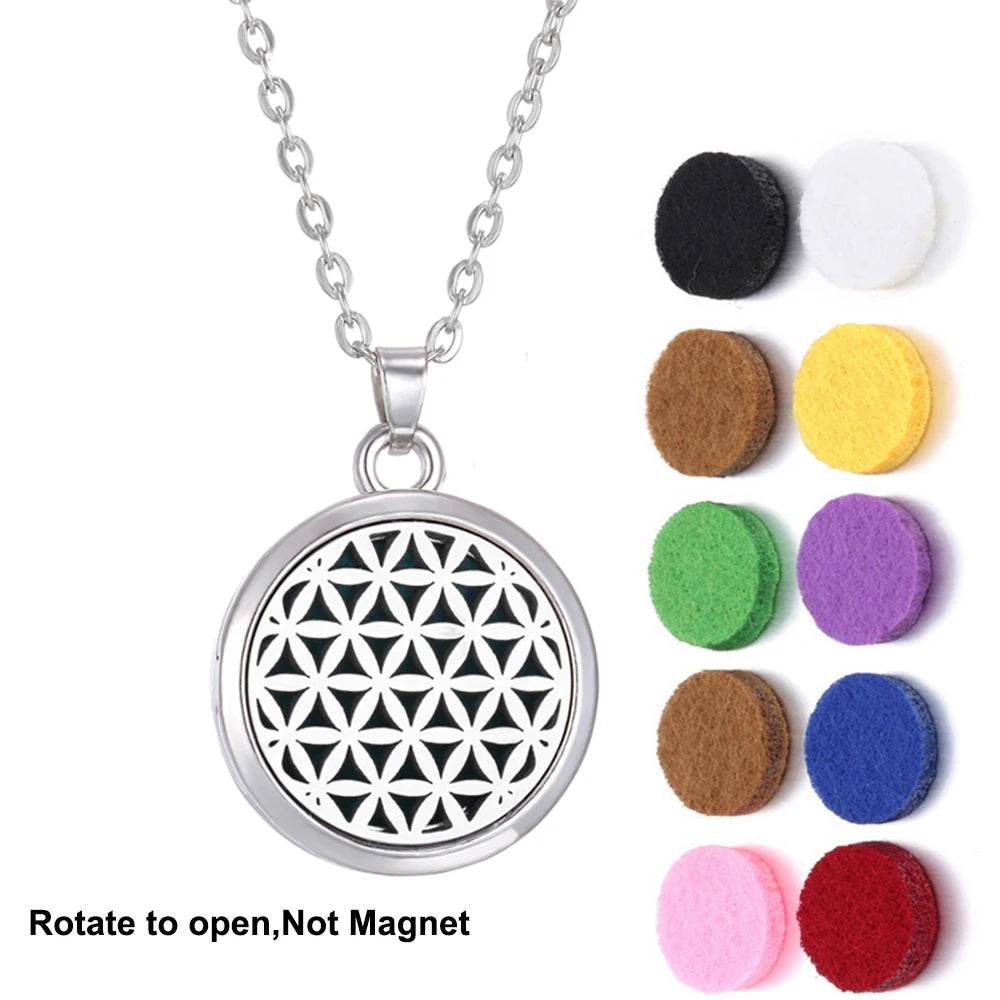 2023 New Aromatherapy Necklace Diffuser Pendant Aroma Jewelry Thread Rotate Open Locket Perfume Essential Oil Diffuser Necklace