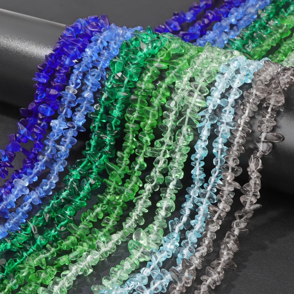 5-8MM Colorful Irregular Glass Beads Dyed Transparent Crystal Chips Beads Fit DIY Women Jewelry Bracelet Necklace Earring