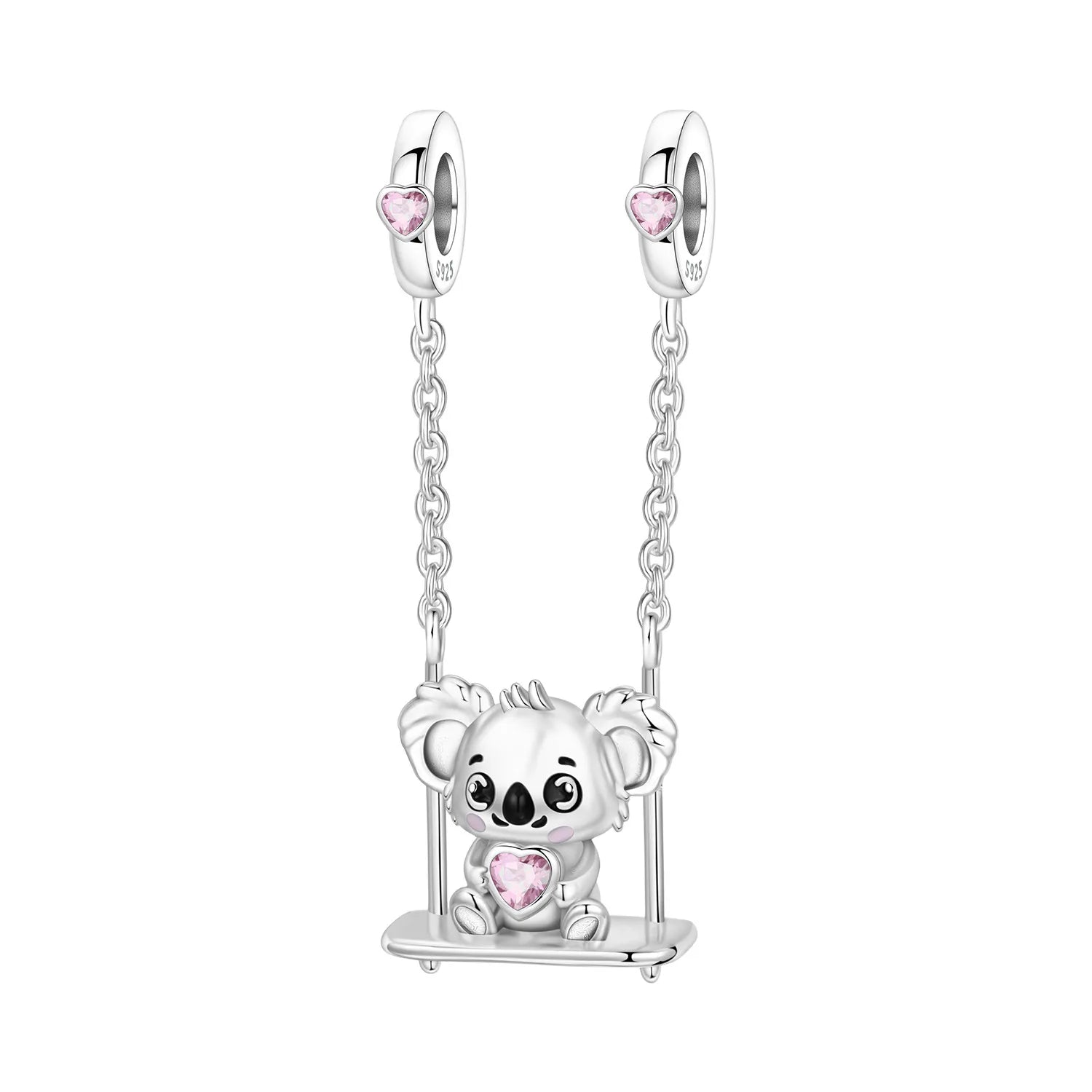 PANPOKI 925 Sterling Silver Swing Koala Animal Beads Original Pendant Bracelet Charm Jewelry Party DIY Trendy Gifts