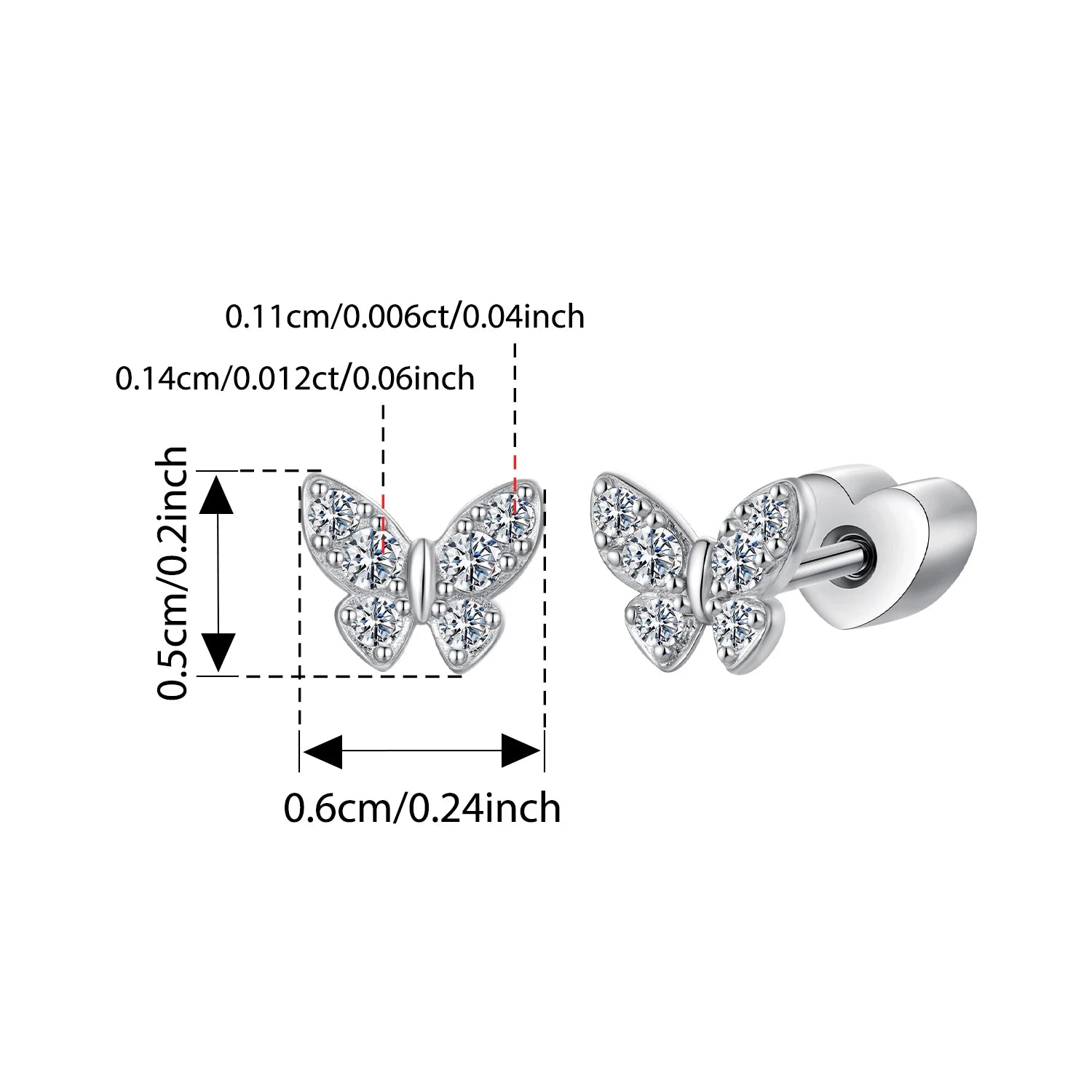 Bisaer Butterfly Moissanite Stud Earrings for Women 925 Sterling Silver VVS1 EX Delicate Lab Diamond Party Fine Jewelry Gift