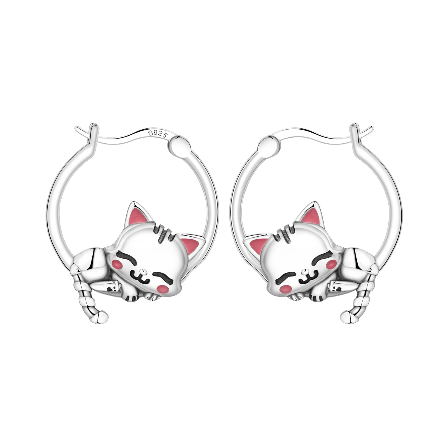 PANPOKI S925 Sterling Silver Cute Panda Animals Earrings Hoop Earrings For Women Jewelry Original Party Trendy Gifts